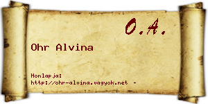 Ohr Alvina névjegykártya